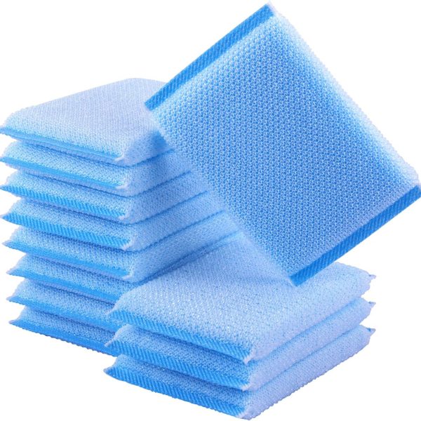 Nylon Scrubbing Pads (Pack of 12) — Durable and reusable dishwashing sponges — Versatile scrubbing pads suitable for both kitchen and bathroom cleaning