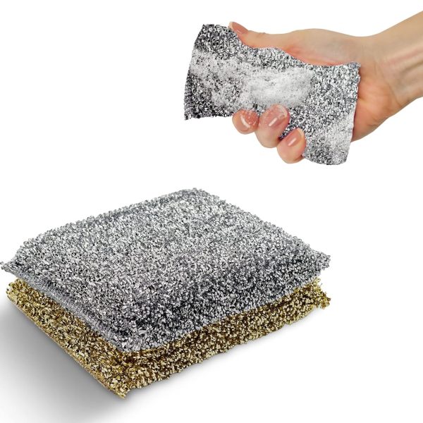 Kitchen-Specific 2-Pack Scrub Sponges — Multi-functional, Non-Scratch Sponges; Powerful Stain Removal, Soft yet Efficient; Ideal for Cleaning Dishes, Frying Pans, Pots, and Stubborn Stains