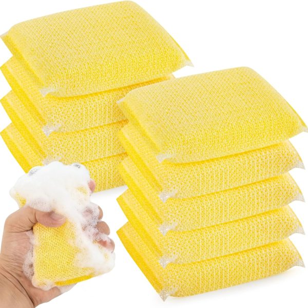 Multi-Purpose Cleaning & Scrubbing Pads — Pack of 6 household kitchen scrubbing sponges for stain removal — Versatile design suitable for cleaning stovetops, dishes, pots, sinks, bathtubs, and more (Cleaning Pads / Scrubbing Pads / Dish Sponges)