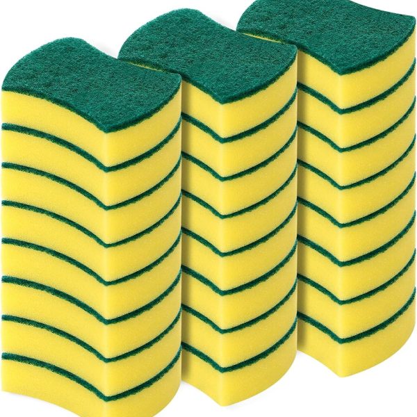 Kitchen Cleaning Sponges — 24-Pack Eco-Friendly, Non-Scratch Sponges; Ideal for Washing Dishes and General Daily Scrubbing Tasks