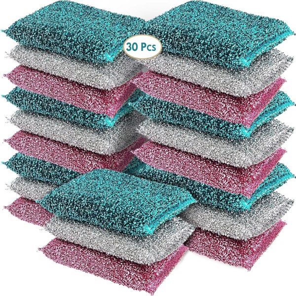 Kitchen Cleaning Sponges (30-Pack) — Non-Scratch Dishwashing Scrub Pads — Ideal for Daily Dishwashing & General Cleaning — Household Tools for Pots, Pans, and Sinks